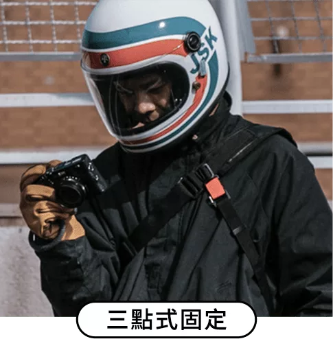 騎士背包三點式固定設計，確保背包在騎行時穩定貼合，減少晃動，提高騎乘安全性。