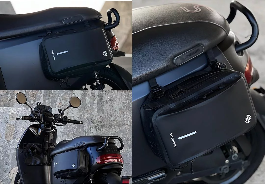 TUTUBAG安裝於速克達側邊，穩固貼合車體，提升收納便利性與美觀。