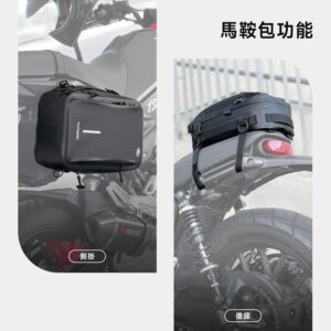 TUTUBAG後座包展示，穩定固定於機車後座，適合日常使用與長途旅行。