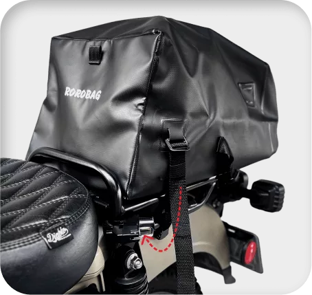 ROROBAG 3 安裝於機車扶手，穩定耐用，適合日常與長途騎行。