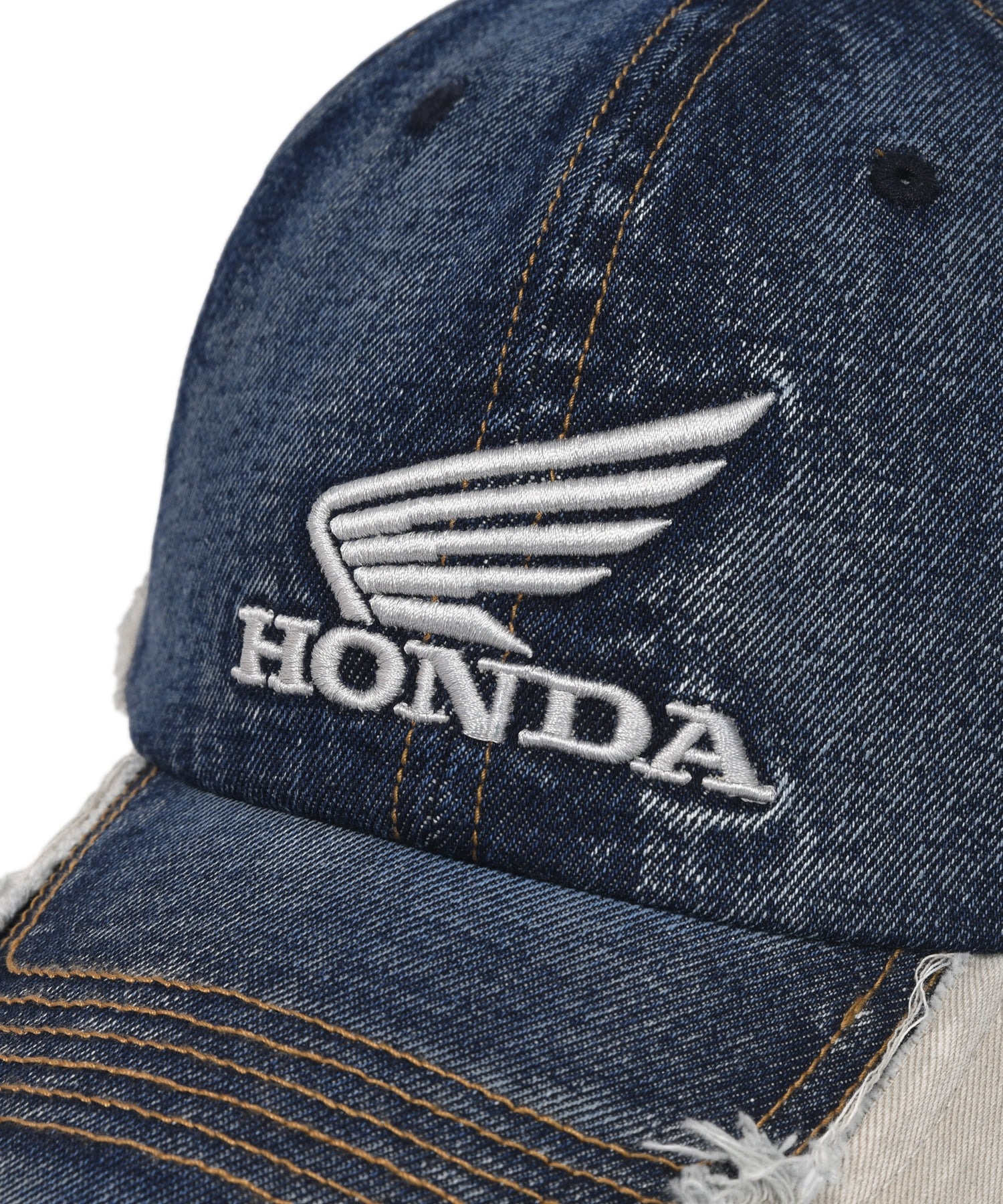 Vintage Cutoff Cap Dark Navy 復古牛仔布拼接Honda刺繡Logo棒球帽:圖片 3