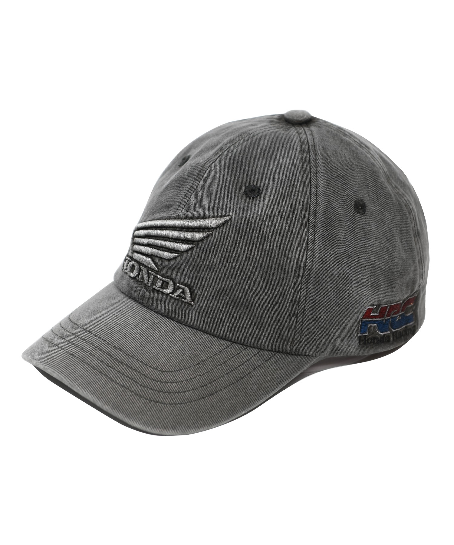 Honda Wing logo Pigment Cap HRC 黑灰色牛仔布料舊化 刺繡LOGO棒球帽:圖片 2