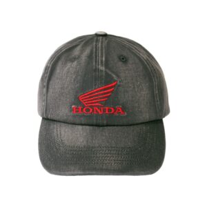 Original Wing Logo Vintage Cap 黑色牛仔布料舊化Honda刺繡LOGO棒球帽